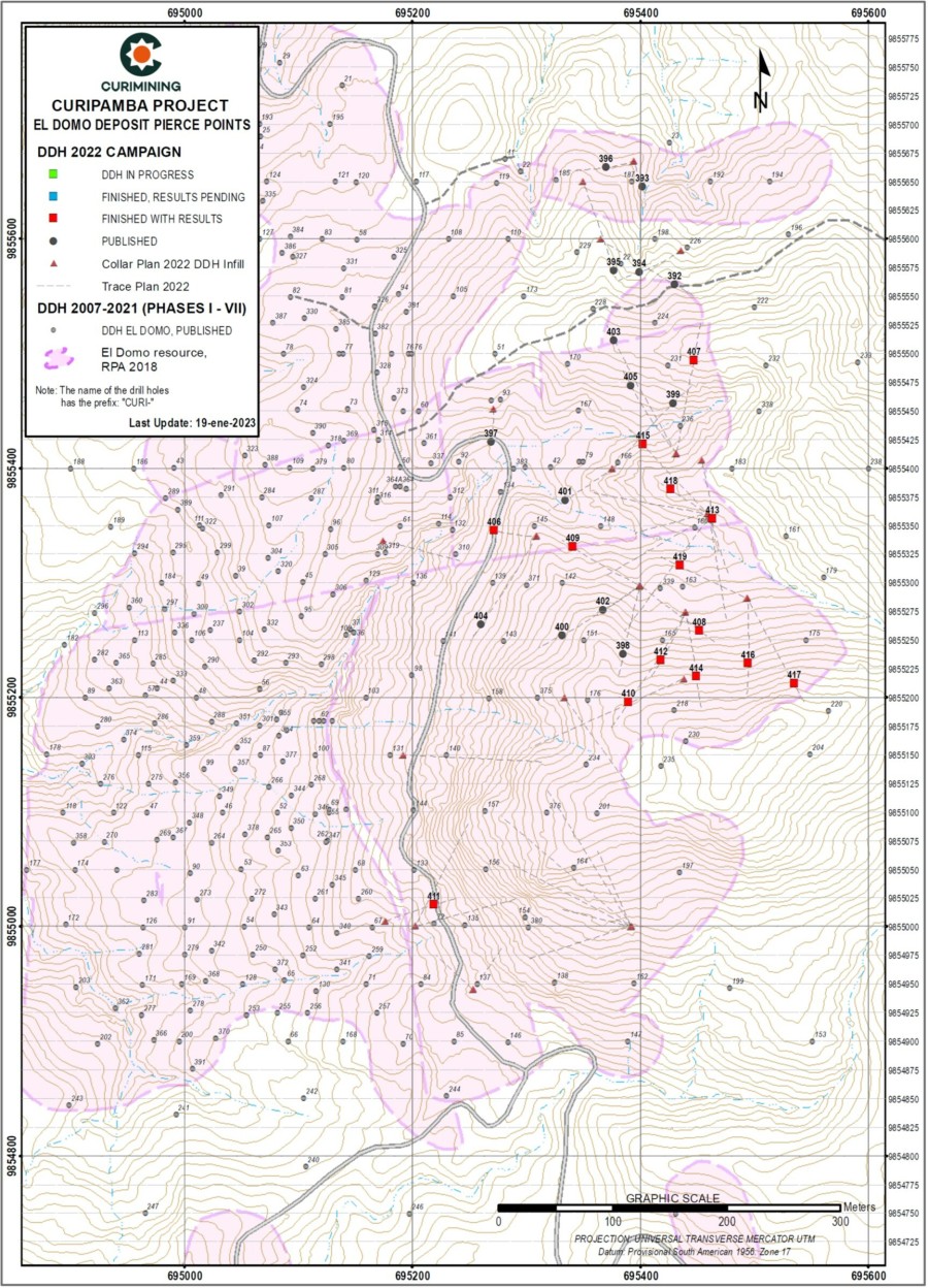 Figure 1: Drill Collar Location Map for El Domo (CNW Group/Adventus Mining Corporation)