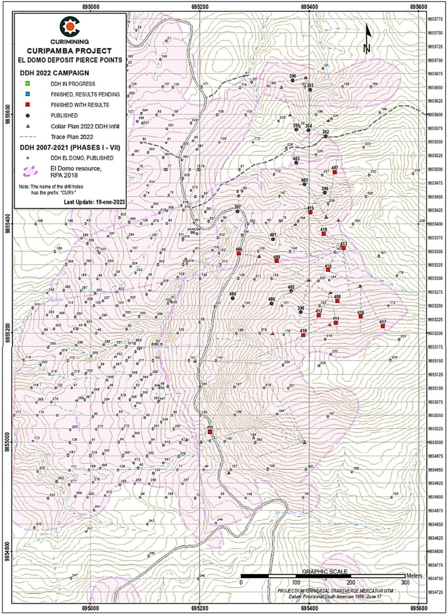 Figure 1: Drill Collar Location Map for El Domo (CNW Group/Adventus Mining Corporation)