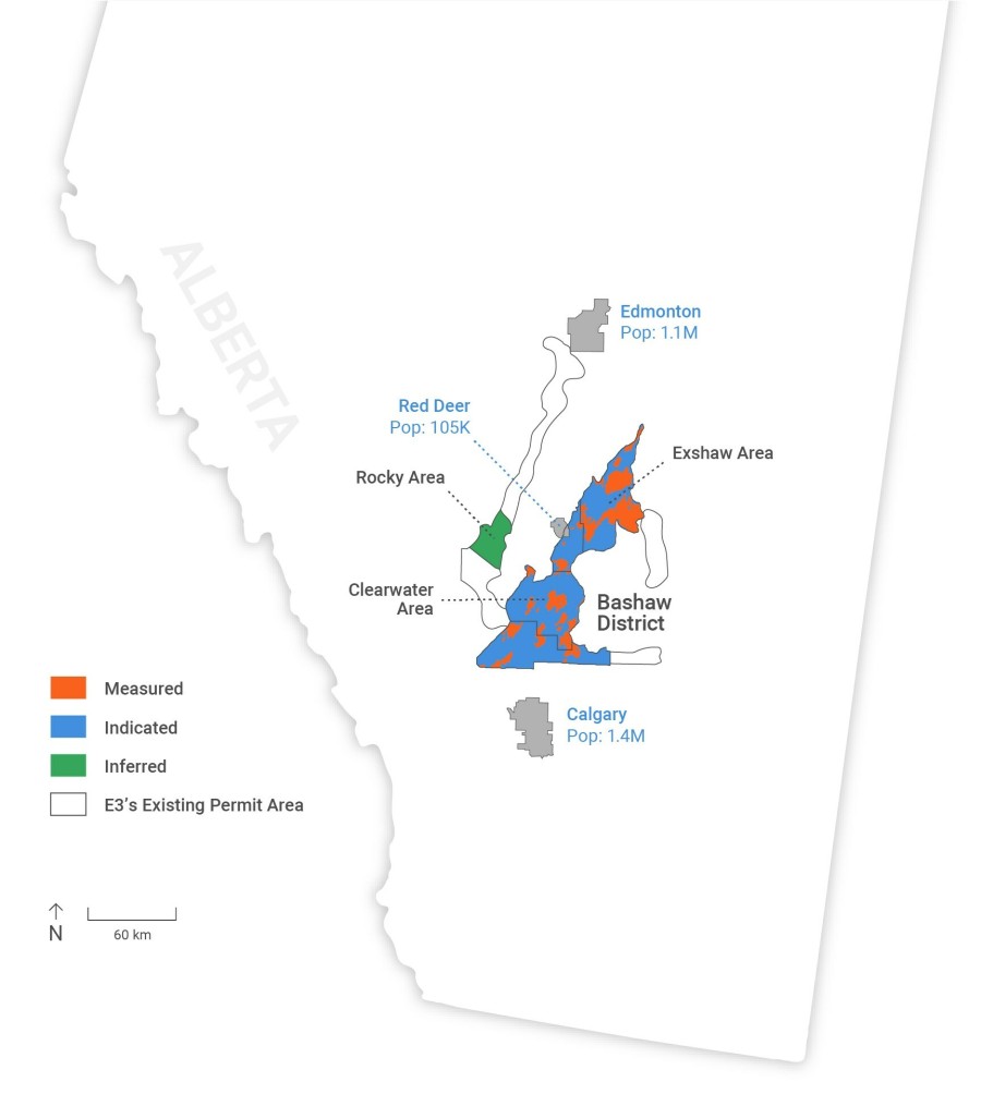 Figure 1: Map of E3 Lithium's Measured, Indicated and Inferred Resources (CNW Group/E3 Lithium Ltd.)