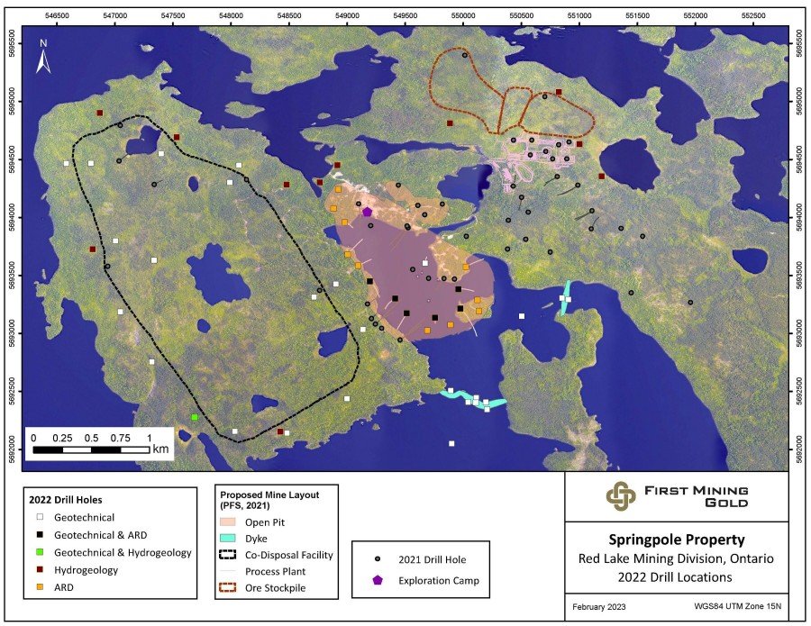 Figure 1: Drill Plan Map Showing 2022 Drill Locations (CNW Group/First Mining Gold Corp.)