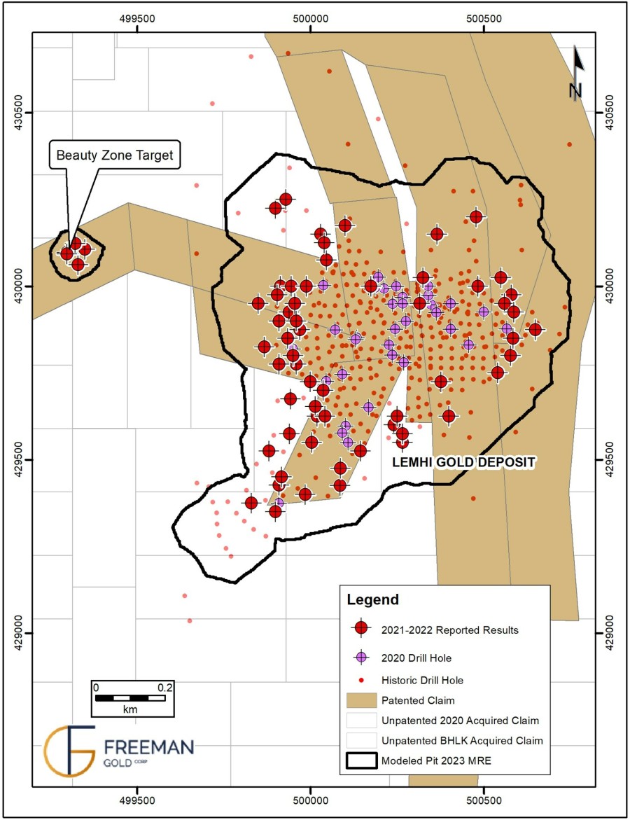 Figure 1. 2023 Open Pit Resource (0.35 g/t Au cutoff and $1,750 gold) (CNW Group/Freeman Gold Corp.)