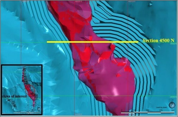 Figure 1. Reward Expansion Potential, Section 4500 N Location Map (CNW Group/Augusta Gold Corp.)