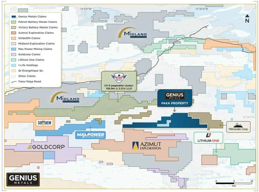 Figure1 Location of the Paka lithium property (CNW Group/Genius Metals Inc.)