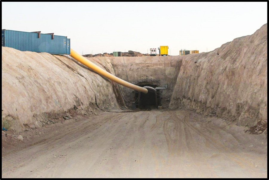 Global Atomic - Dasa Mine portal with temporary ventilation tubing installed for ramp development (CNW Group/Global Atomic Corporation)