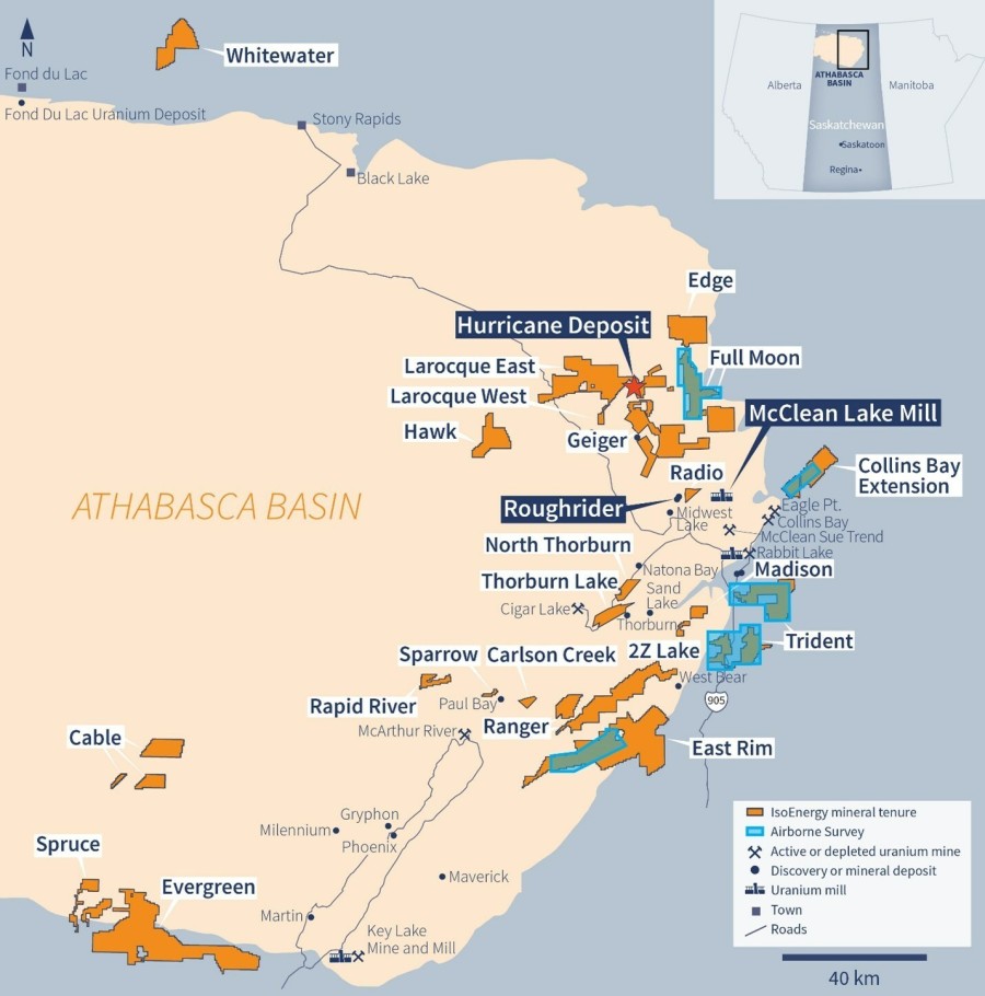 Figure 1 – IsoEnergy Athabasca Projects and the target areas for the summer airborne geophysical programs (CNW Group/IsoEnergy Ltd.)