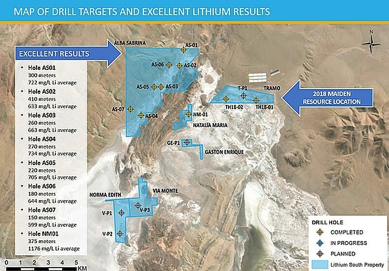 HMN Li Project drilling map showing completed and planned exploration drill holes