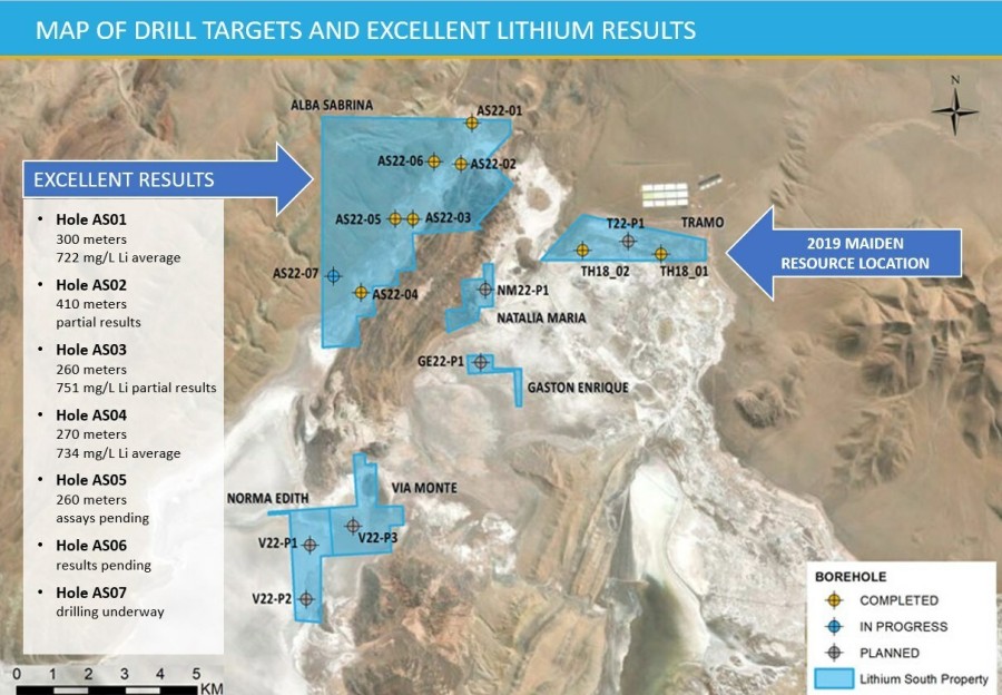 Lithium South Drill Map – drill targets for resource expansion on Alba Sabrina claim block.