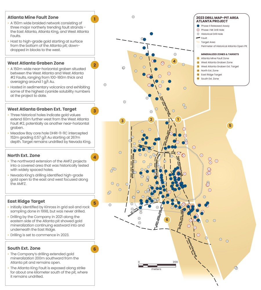 Figure 1.  Atlanta Gold Mine Project target area map. (CNW Group/Nevada King Gold Corp.)