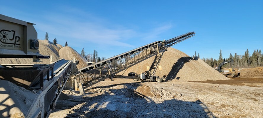 Gravel Crushing TeleStacker Conveyer Stockpiling Aggregate (CNW Group/NexGen Energy Ltd.)