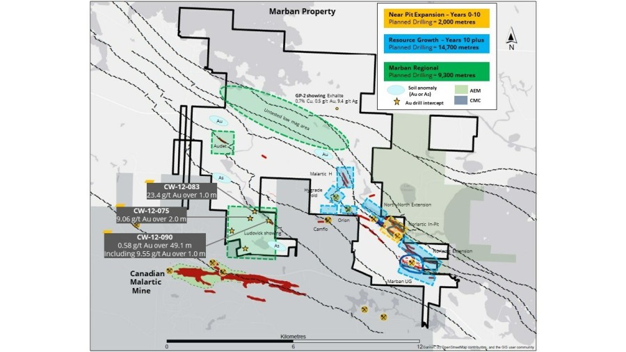 Figure 1: Marban Regional Property Map (CNW Group/O3 Mining Inc.)