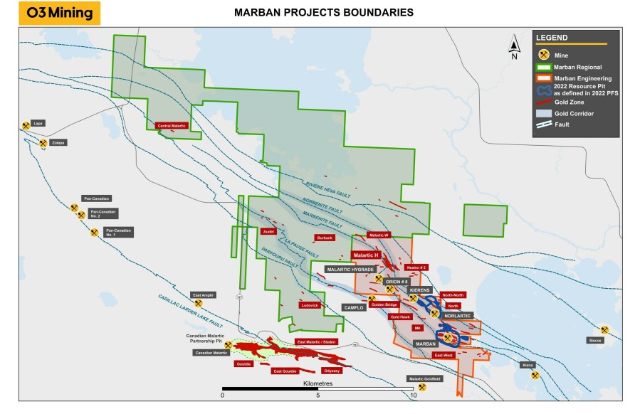 Figure 1: Marban Property Map (CNW Group/O3 Mining Inc.)
