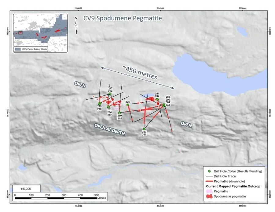 Patriot Battery Metals Makes New Discovery at Corvette Property as it Intercepts 100 m of Spodumene-Bearing Pegmatite at CV9, Quebec, Canada - Vimarsana News
