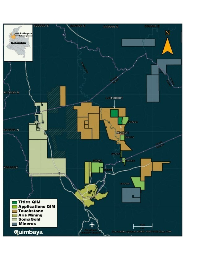 TAHAMI PROJECT (CNW Group/Quimbaya Gold Inc.)