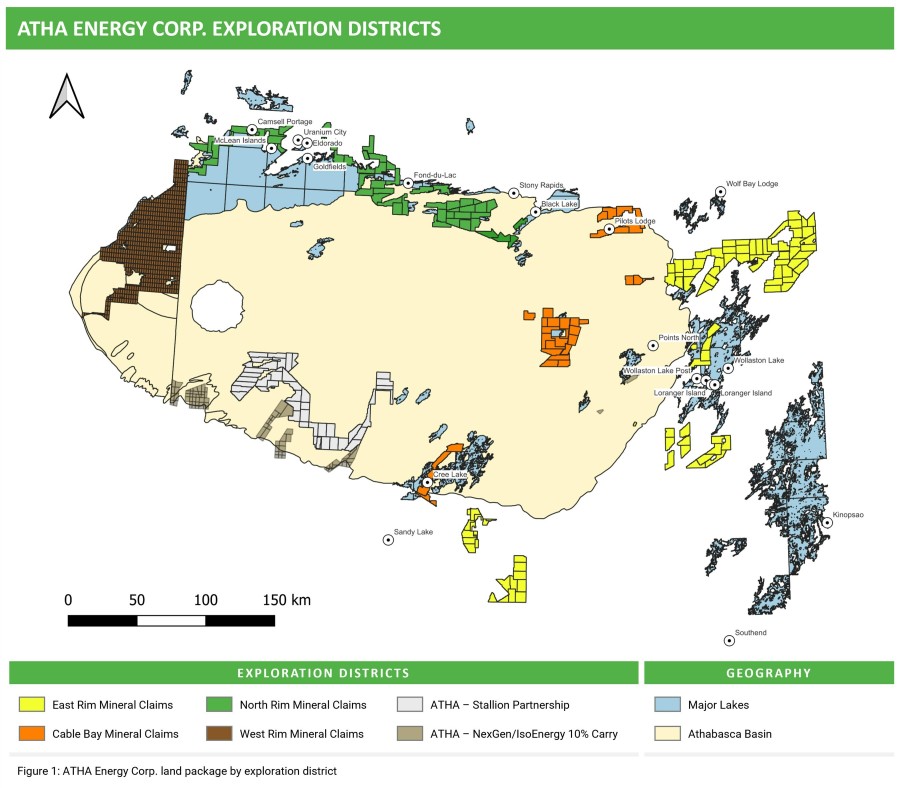 ATHA Energy Corp. land package by exploration district (CNW Group/ATHA Energy Corp.)