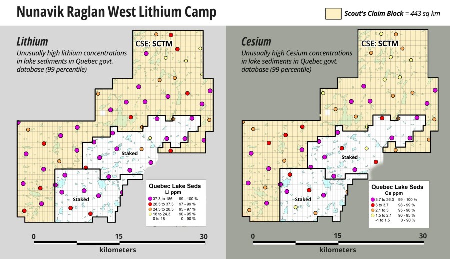 Geochemistry - Nunavik Raglan West Lithium Camp (CNW Group/Scout Minerals Corp.)
