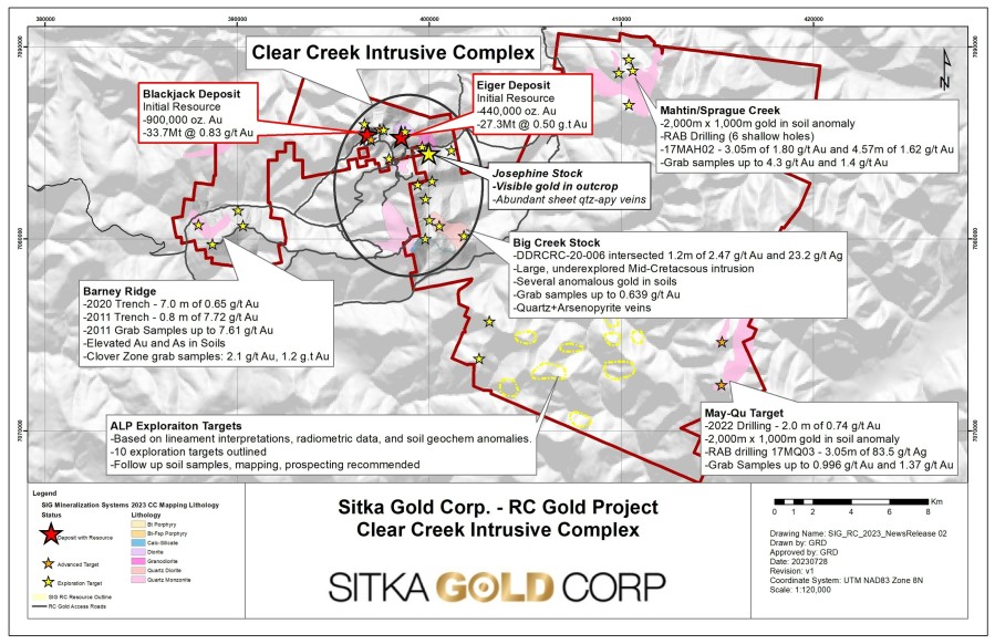 Figure 1: Plan map of the district-scale RC Gold Project (CNW Group/Sitka Gold Corp.)