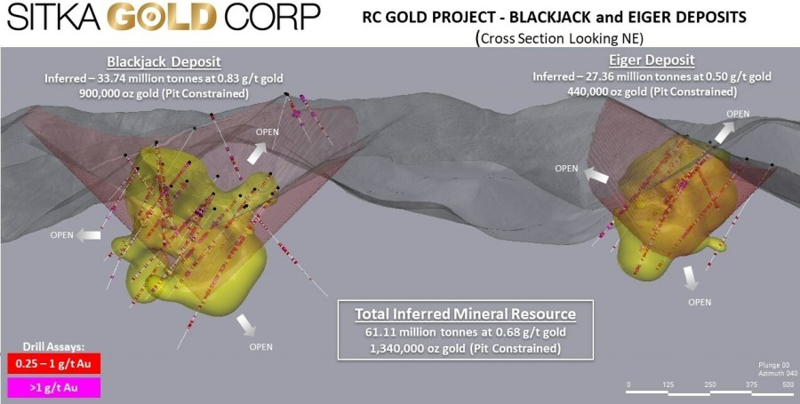 Figure 1: Blackjack and Eiger Gold Deposits (CNW Group/Sitka Gold Corp.)
