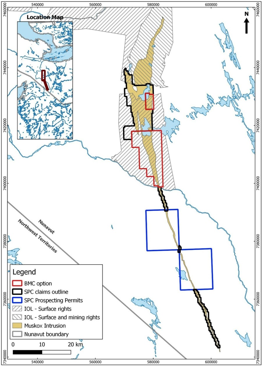Figure 1: General location and property map of the Muskox Project, the McGregor and Speers Lake Properties highlighted. (CNW Group/SPC Nickel Corp.)