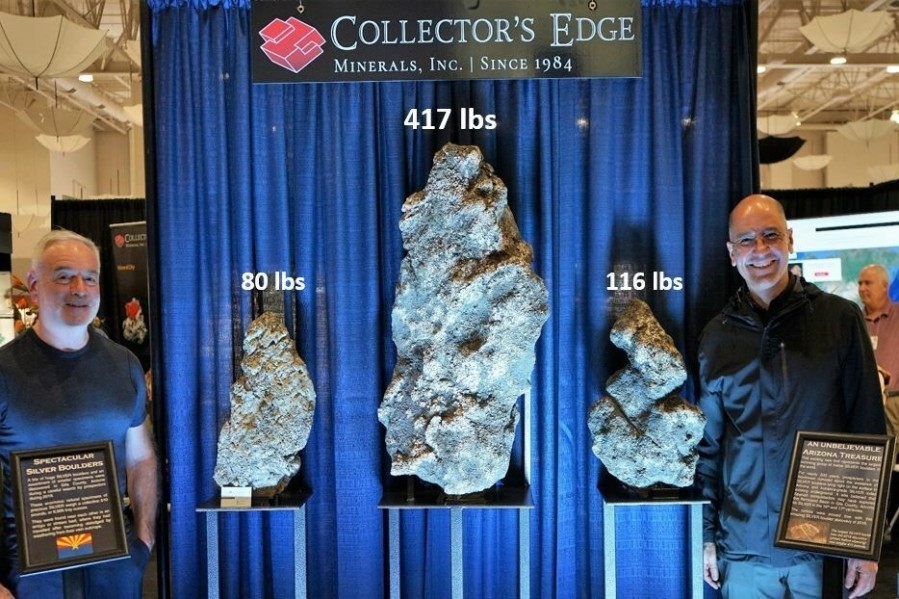 Figure 1 – 417 pound vein fragment containing estimated 70% silver (determined by specific gravity method). The photo is of a selected sample that is not necessarily representative of the mineralization hosted on the property.