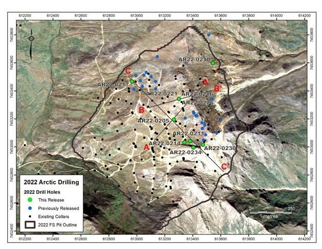 Figure 1. Location of Arctic drill holes from the UKMP drilling program. (CNW Group/Trilogy Metals Inc.)