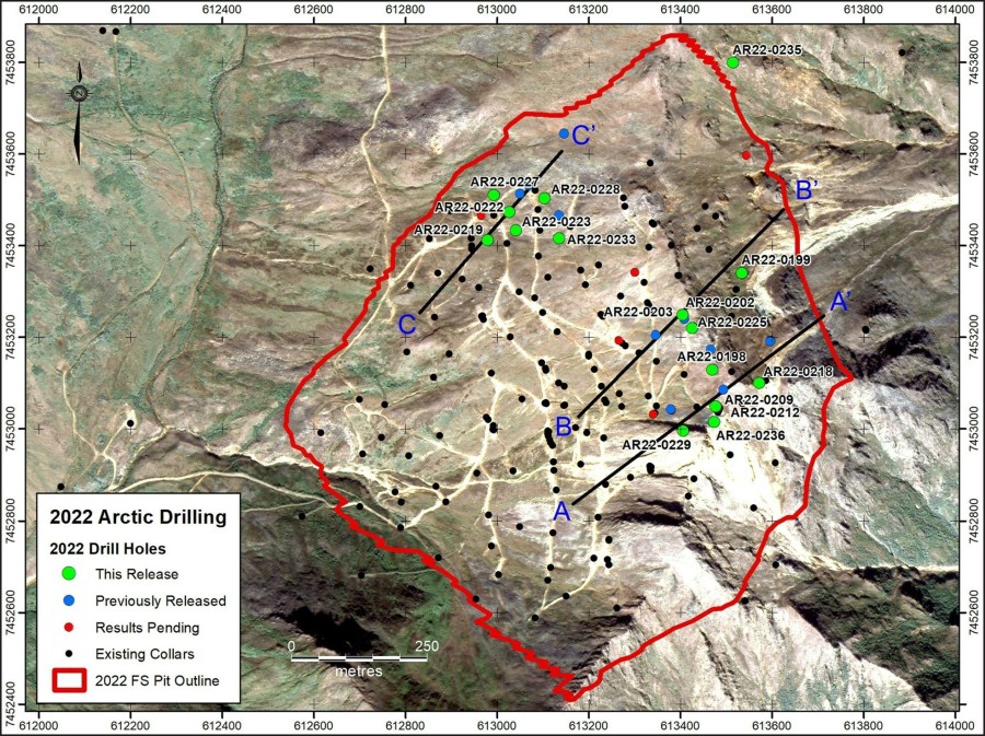 Figure 1. Location of Arctic drill holes from the UKMP drilling program. (CNW Group/Trilogy Metals Inc.)