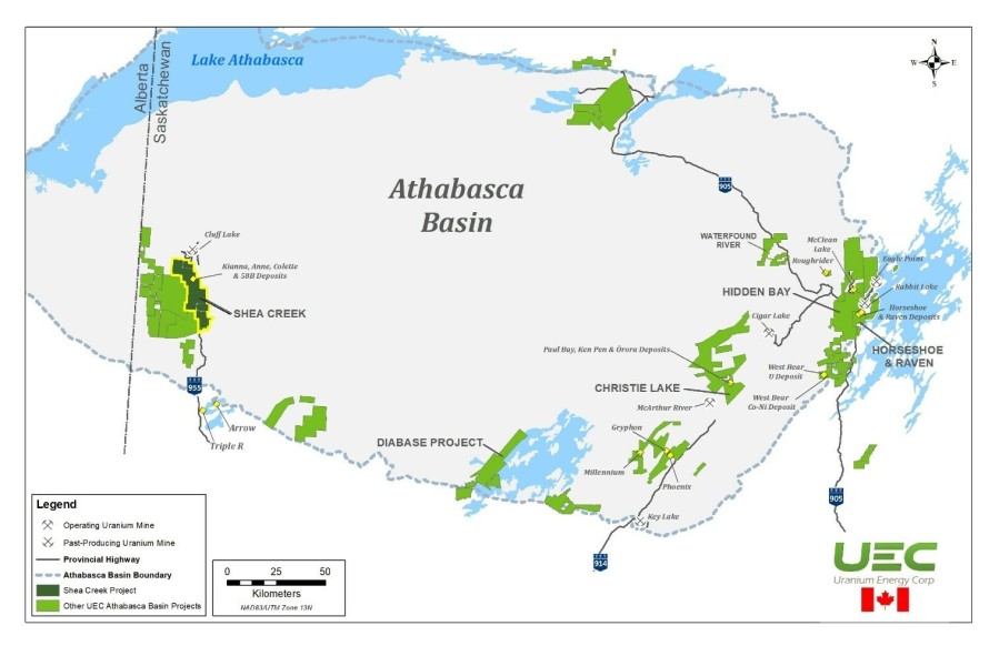 Figure 1 - UEC Athabasca Projects - UEC news release Jan 12, 2023 (CNW Group/Uranium Energy Corp)