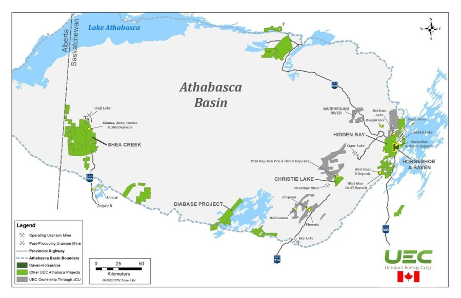 Figure 1 - UEC Athabasca Projects, News release Jan 24, 2023 (CNW Group/Uranium Energy Corp)