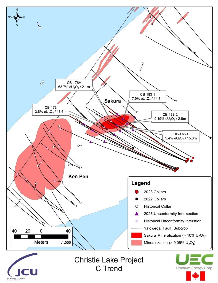 Figure 3 - Sakura Zone Mineralization - preliminary zone boundaries (CNW Group/Uranium Energy Corp)