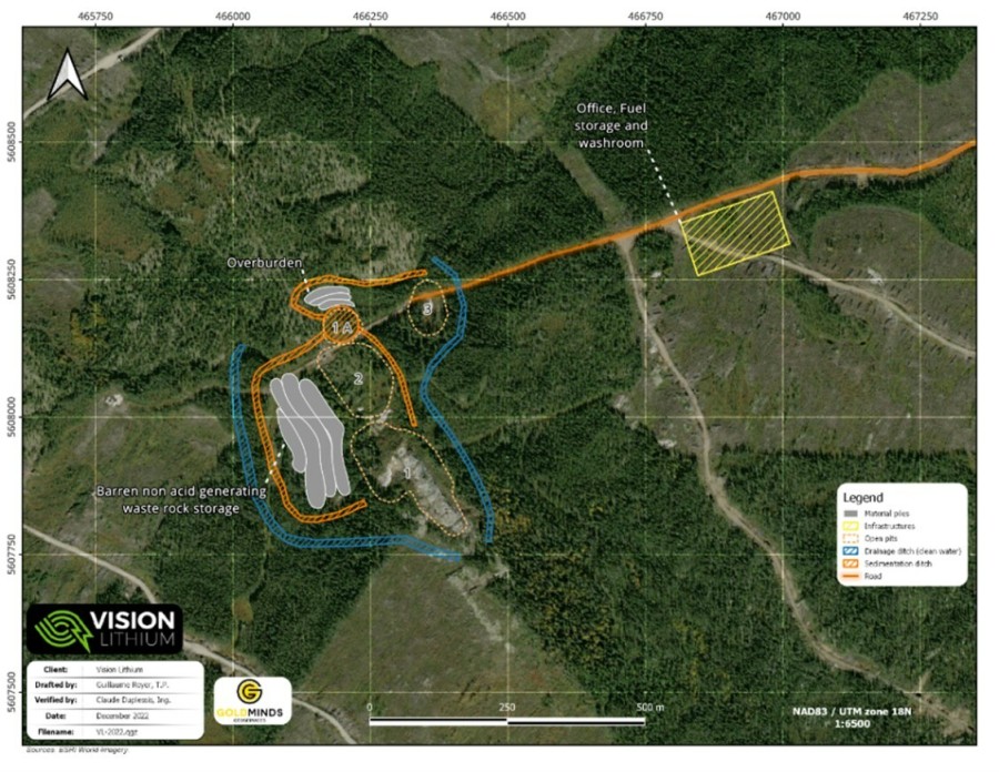 Figure 1: Overall Site Layout (CNW Group/Vision Lithium Inc.)