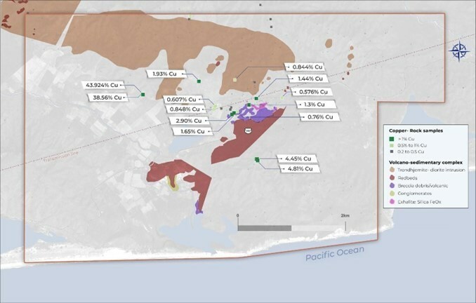 Figure 1. Zaachila Project Area and Surface Copper Mineralization. (CNW Group/Vortex Metals)