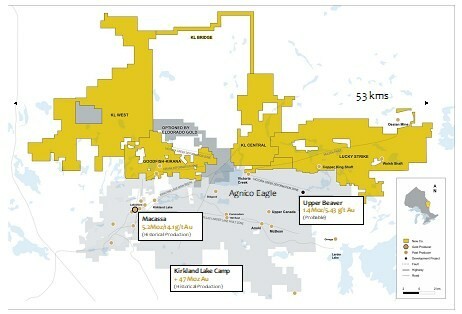 Map 1 – Combined land package, approximately 36,300 hectares (363 km2)[1] (CNW Group/Warrior Gold Inc.)