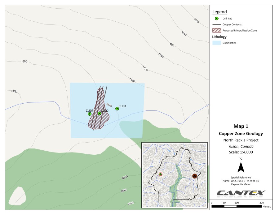 Map 1: Copper Zone Geology – North Rackla Project (CNW Group/Cantex Mine Development Corp.)