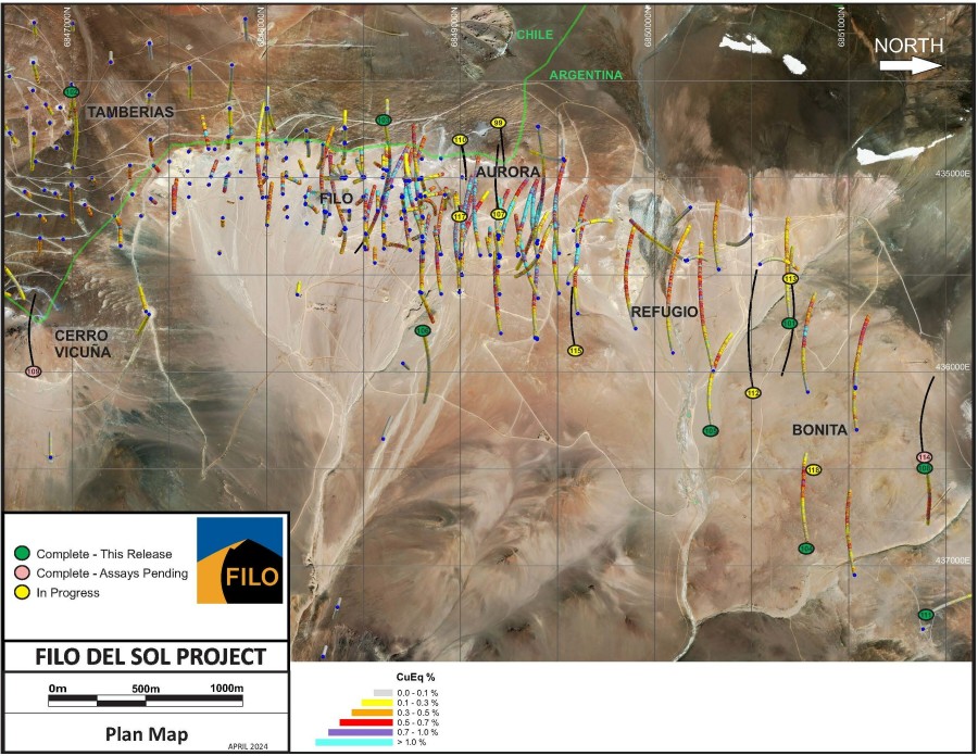 Filo Drills 955m at 0.50% CuEq in 400m Step-Out North of Bonita, Increasing the Deposit Length to at least 5.5km - Vimarsana News