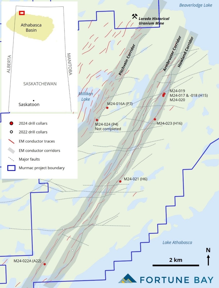 Figure 1: Murmac 2024 Drill Collar Locations. (CNW Group/Fortune Bay Corp.)