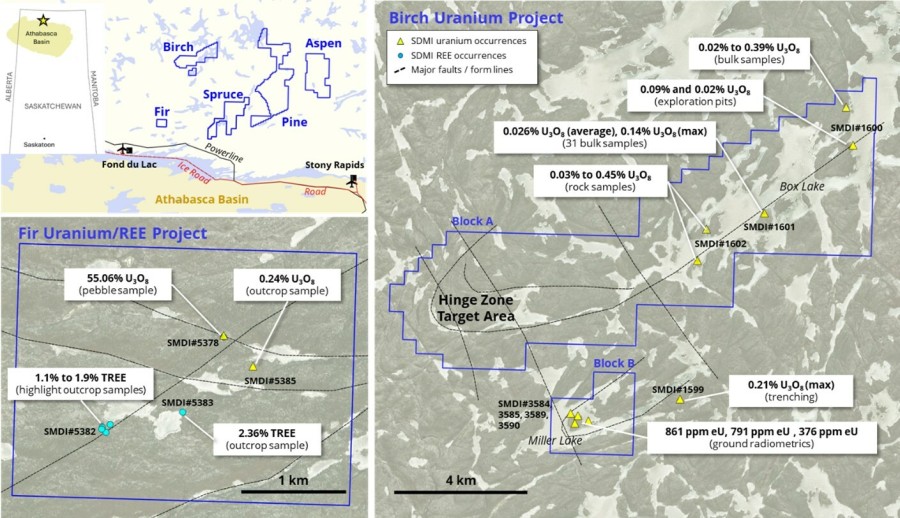 Figure 1: Birch and Fir Uranium Projects. (CNW Group/Fortune Bay Corp.)