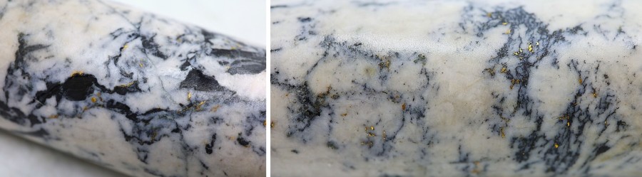 Figure 1: Photos of mineralization at Golden Dome at ~493.6m in NFGC-24-2158
^Note that these photos are not intended to be representative of gold mineralization in NFGC-24-2158. (CNW Group/New Found Gold Corp.)
