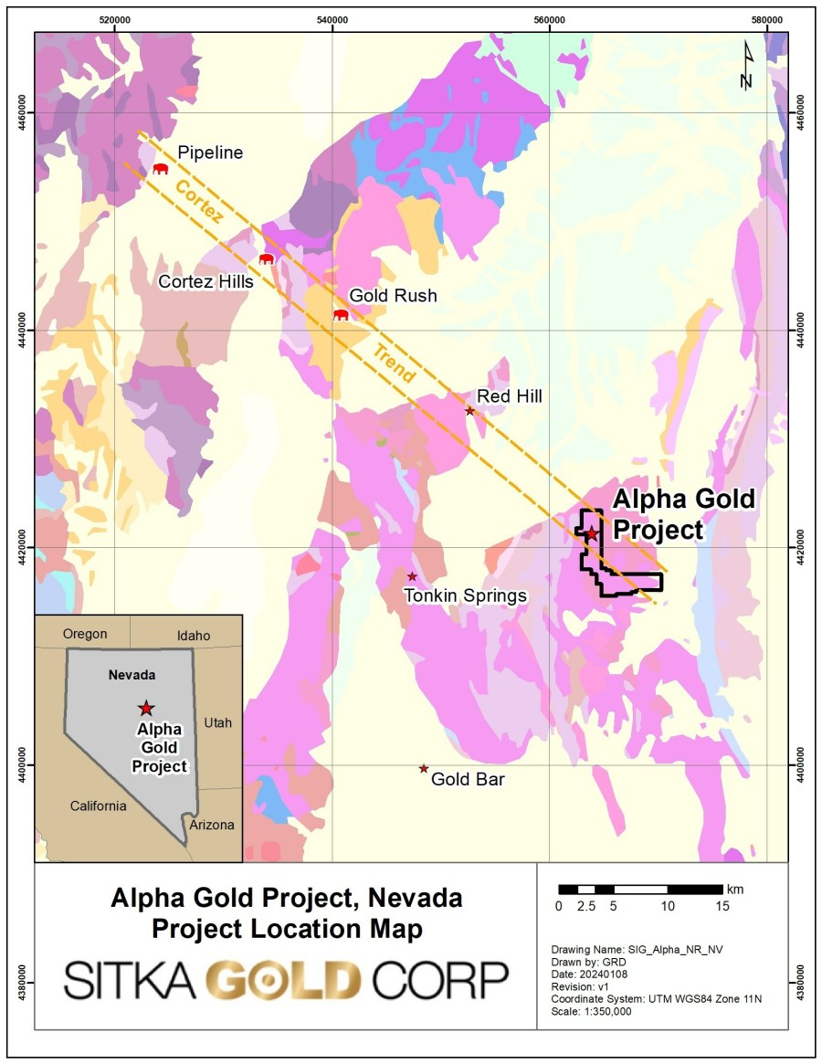 Sitka Gold Drills Extensive Intervals of Carlin-Type Alteration and Mineralization at its Alpha Gold Property in Nevada
