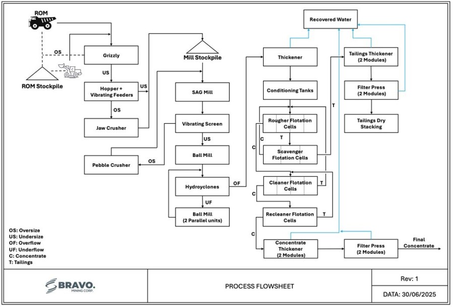 Figure 1: Process Plant Flow Sheet (CNW Group/Bravo Mining Corp.)