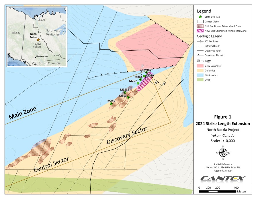 Figure 1 - Massive Sulphide Map (CNW Group/Cantex Mine Development Corp.)