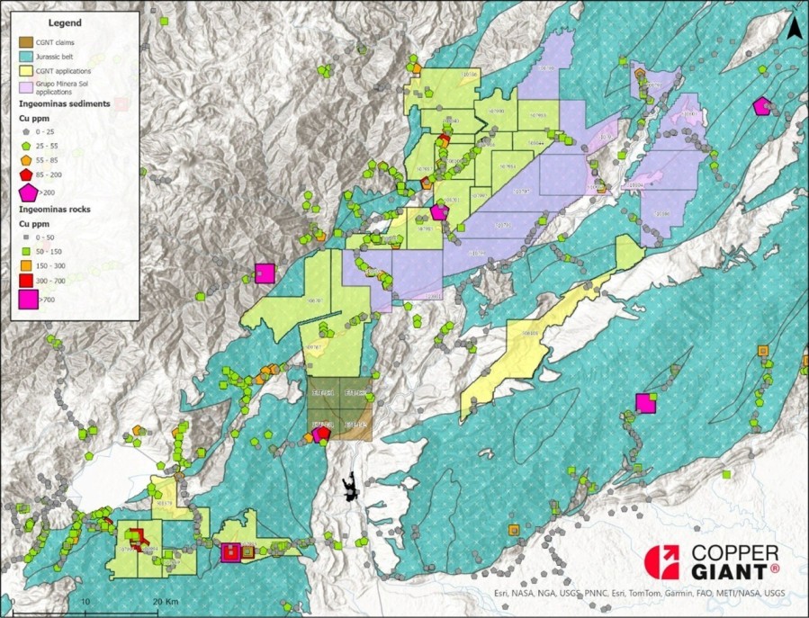 Figure 1 – Land Holdings of Minera Sol and Copper Giant (CNW Group/COPPER GIANT RESOURCES CORP.)