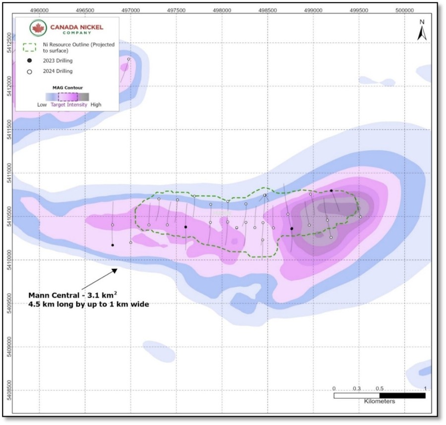Figure 1. Plan View of Mann Central Resources, Mann Central Nickel Sulphide Project, Ontario. (CNW Group/Canada Nickel Company Inc.)