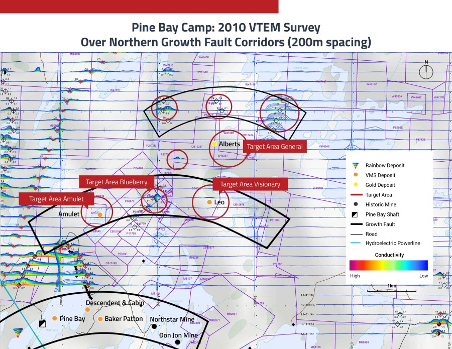 North Pine Bay Camp VTEM with Target Areas (CNW Group/Callinex Mines Inc.)