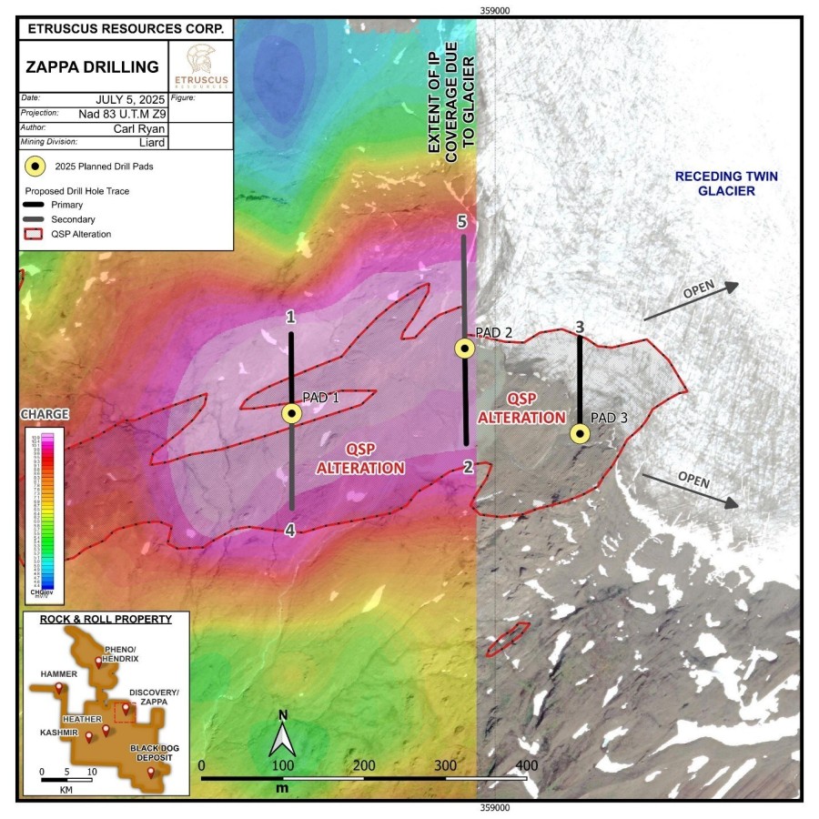 Planned Drilling Map at Zappa Target (CNW Group/Etruscus Resources Corp.)