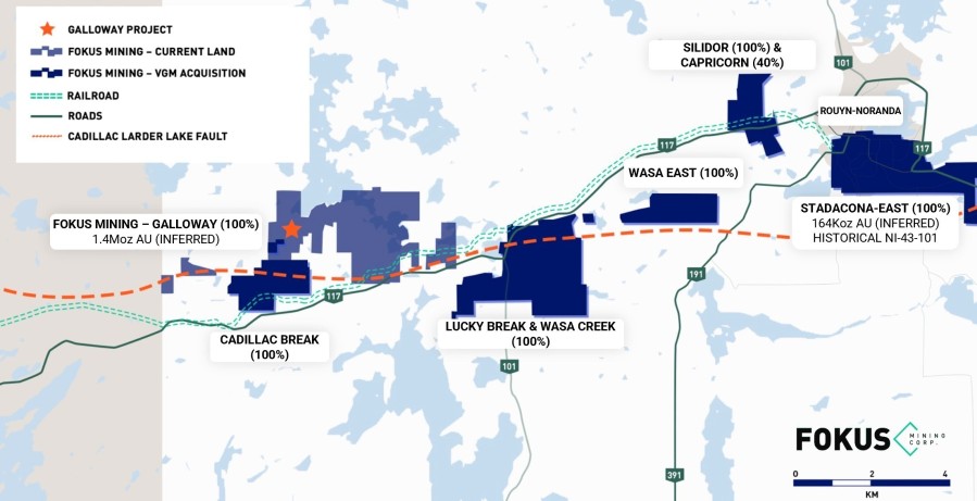 Figure 1 – Fokus Mining’s Expanded Land Package along the Cadillac‑Larder Lake Fault (CNW Group/Fokus Mining Corporation)