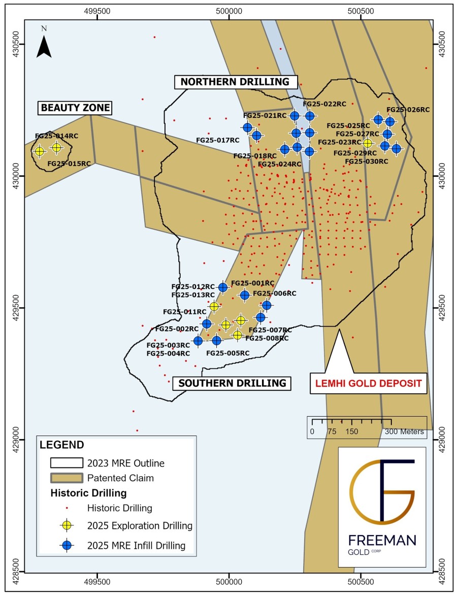Figure 1. Location of 2025 RC Drilling – South (CNW Group/Freeman Gold Corp.)
