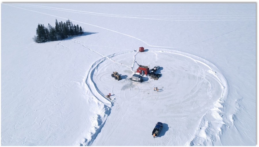 Foran ice-based drill rig actively drilling, Winter 2025. (CNW Group/Foran Mining Corporation)