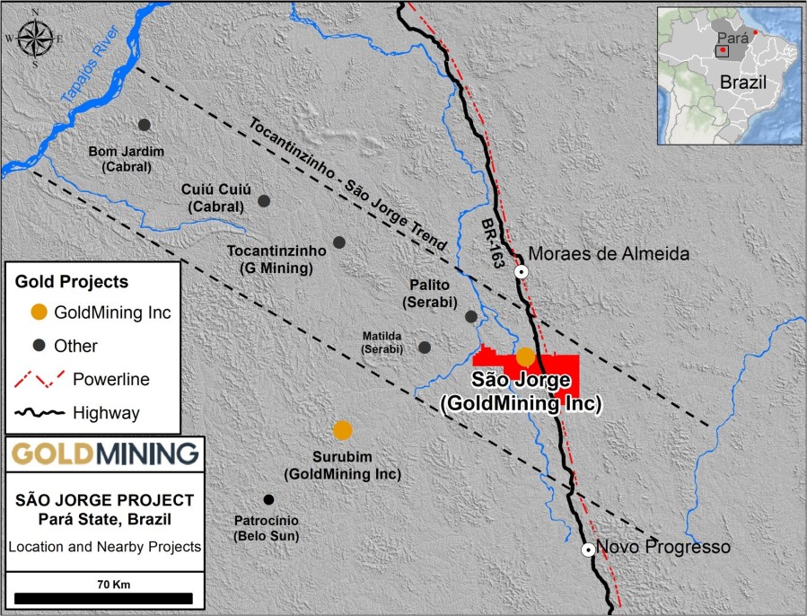 Figure 1 – Tapajós Gold District and location of the Project. (CNW Group/GoldMining Inc.)