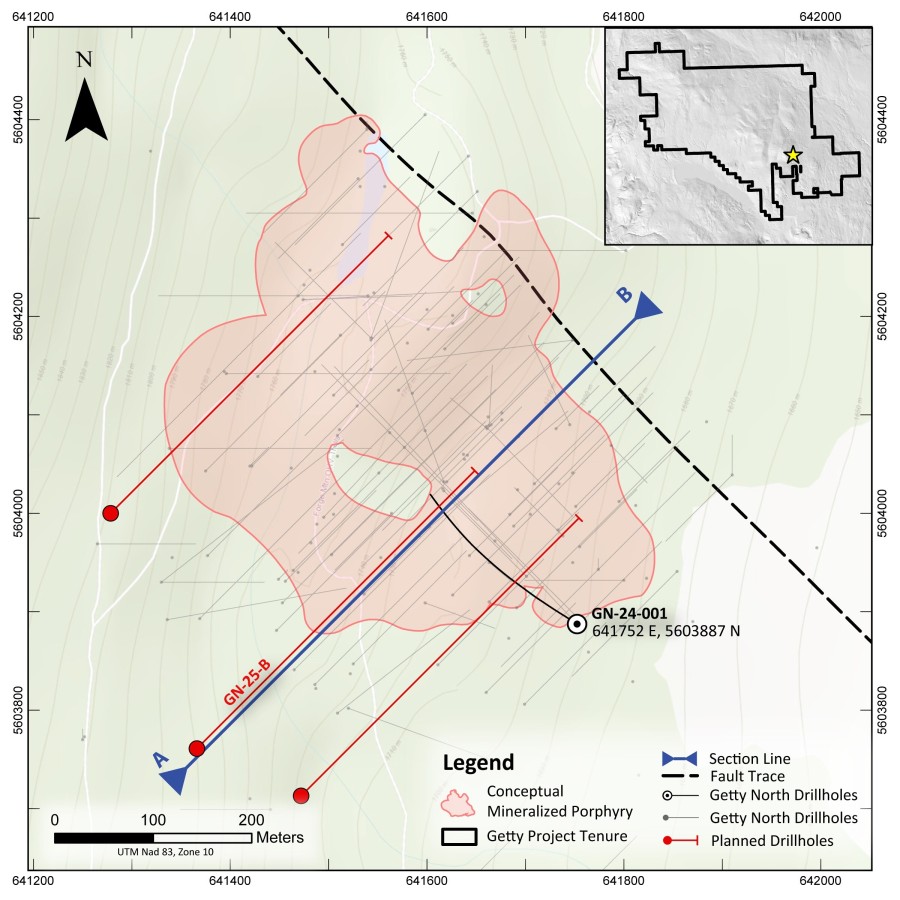 Getty Copper Extends Mineralization Below Getty North Deposit and Identifies Potential New Mineralized Zone. (CNW Group/Getty Copper Inc.)