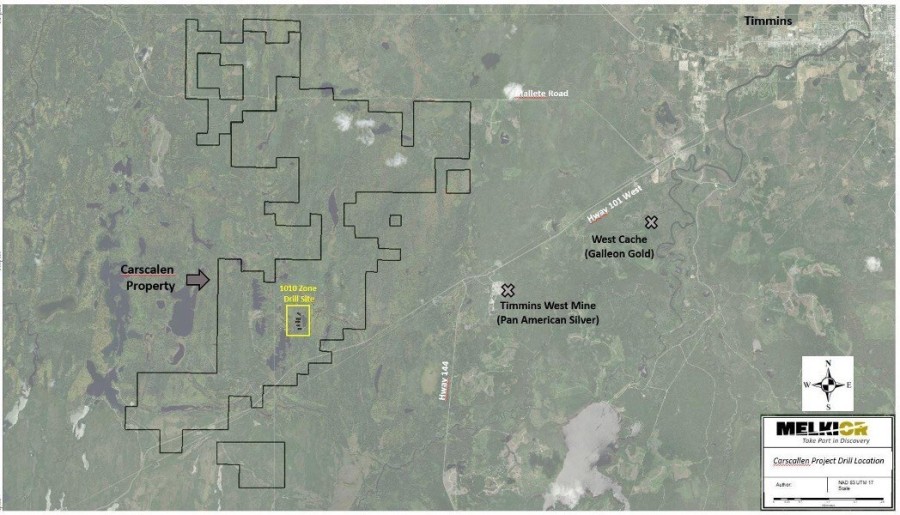 Figure 1: Overview of the Carscallen Gold Property near Timmins-Ontario.