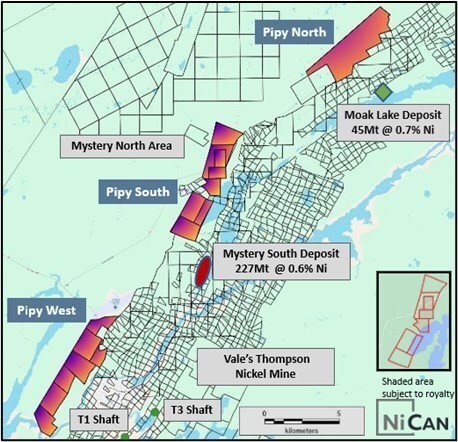 Figure 1: NiCAN’s Pipy Properties in the Thompson Area, Manitoba (CNW Group/Nican Ltd.)